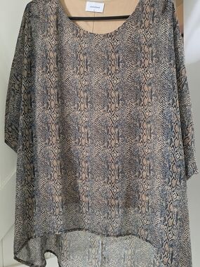 Adrienne Snakeskin Print Sheer Tunic - Black & Tan